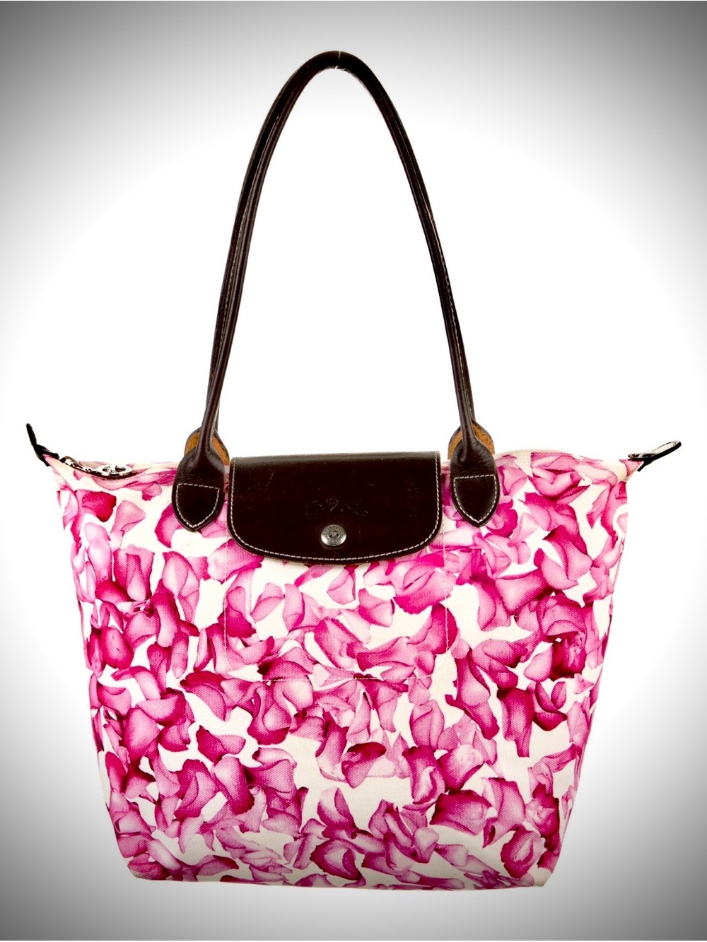 Authentic Longchamp Le Pliage Rose Petals Floral Printed small Shoulder Tote Bag